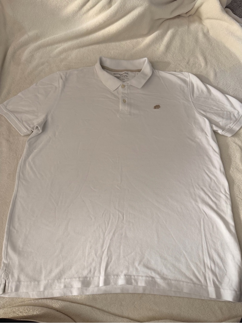 Banana Republic Menβs XL White Organic Cotton Pique Polo